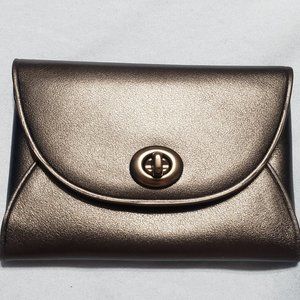 Coach Black Leather Turnlock Card Case